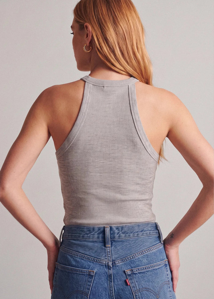Débardeur côtelé gris pour femme avec doublure intégrée