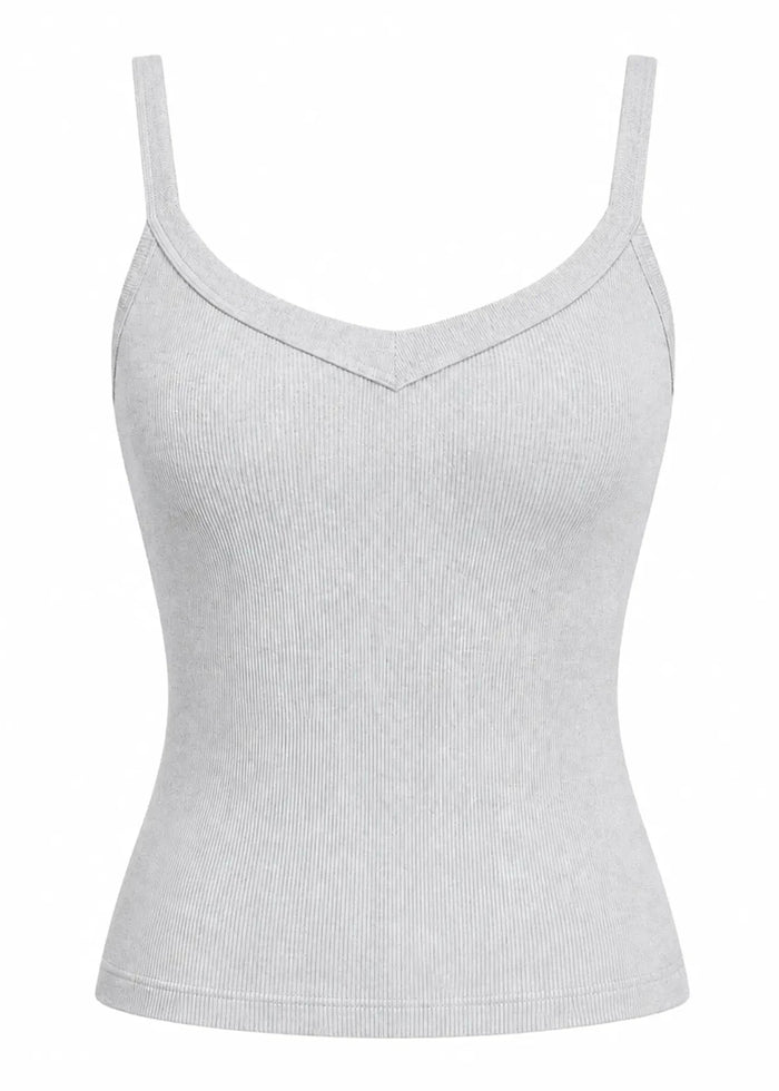 Débardeur côtelé gris clair pour femme avec doublure intérieure intégrée