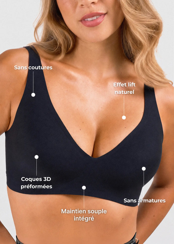 Soutien-gorge sculptant sans armatures à décolleté V