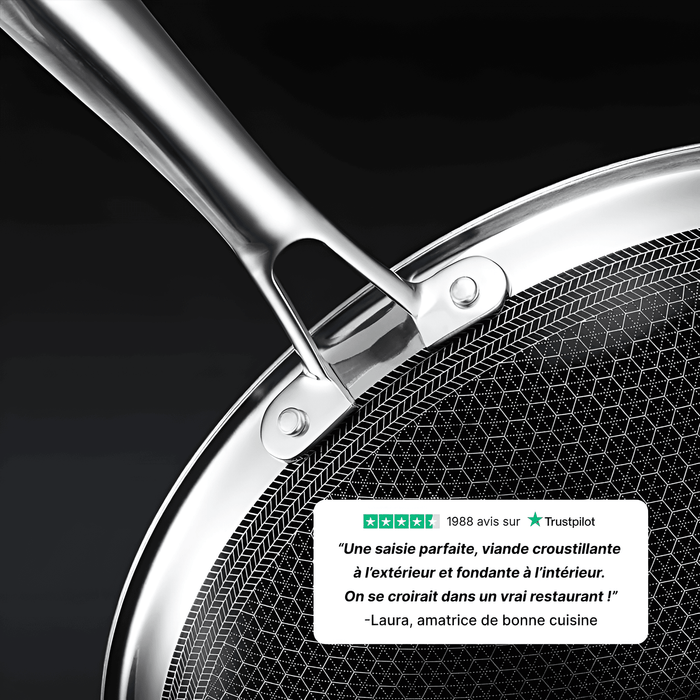 La Poêle Hybride Antiadhésive Inox Premium - 28 cm
