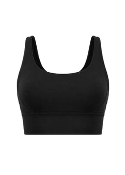 Brassière sport noire Onalie Paris à larges bretelles, présentée de face