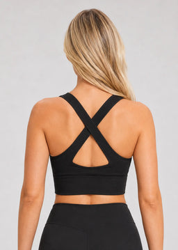 Crop top noir pour femme avec dos croisé