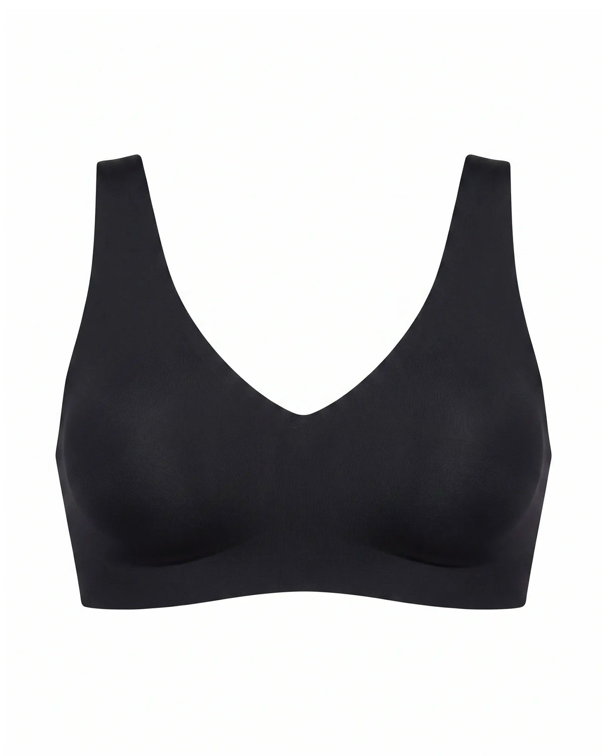 Soutien-gorge noir sans armatures Onalie, vue de face sur fond blanc.